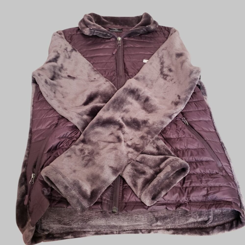 32 Degrees Heat Womens Mixed Media Plush Faux Fur Down Jacket Purple Medum - Picture 8 of 16